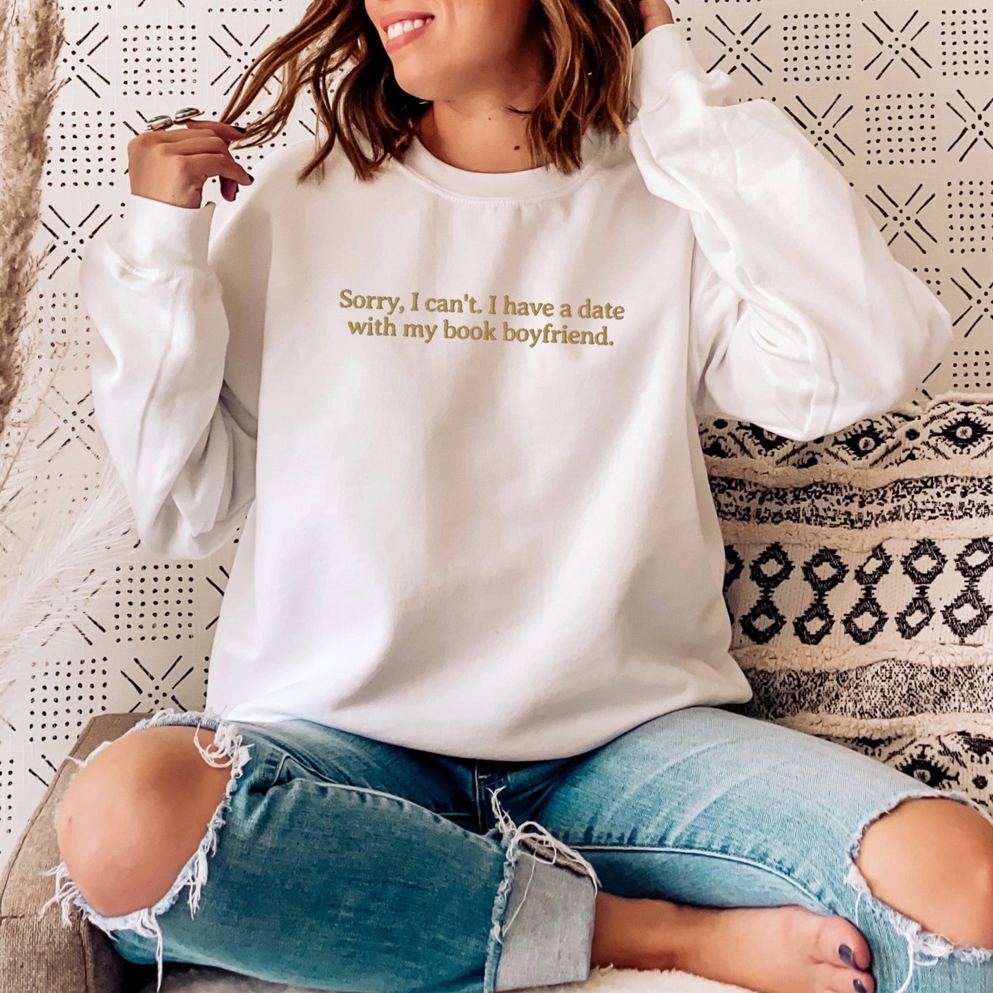 Embroidered Book Boyfriend Sweatshirt