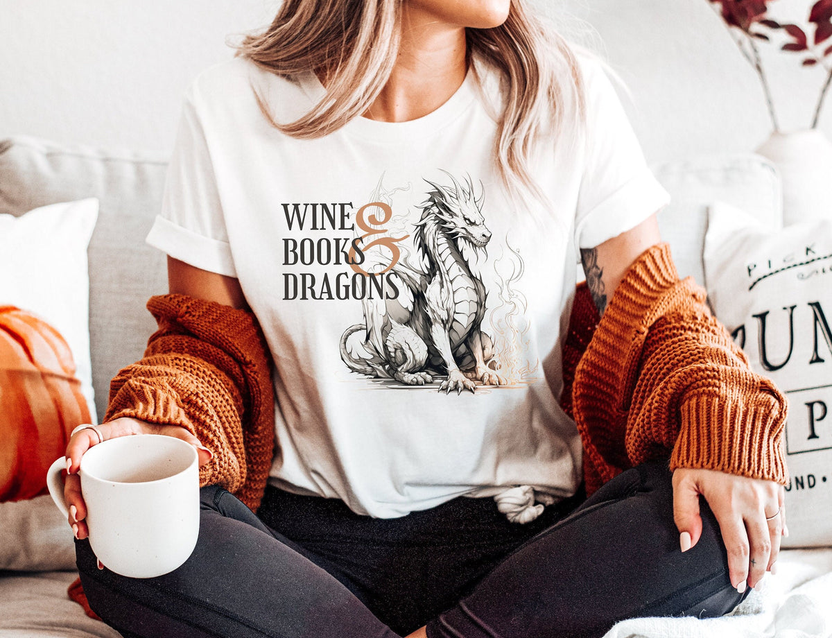 Wine, Books, and Dragons T-Shirt